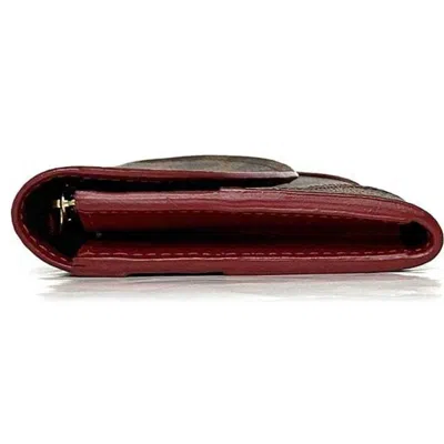 Pre-owned Louis Vuitton Brown Cerise Damier Canvas Red Color Damier Canvas Long Wallet (bi-fold) ()