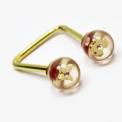Pre-owned Louis Vuitton Clear Gold Pink Metal Band Ring ()