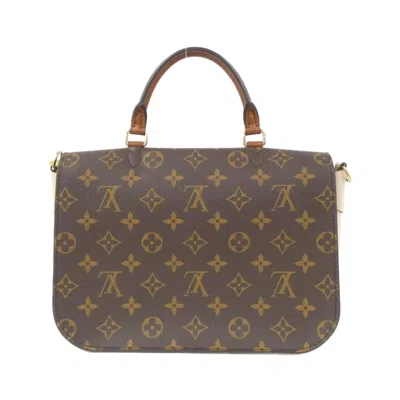 Pre-owned Louis Vuitton Cream Marron Leather Canvas Shoulder Bag ()