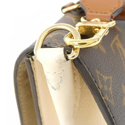 Pre-owned Louis Vuitton Cream Marron Leather Canvas Shoulder Bag ()