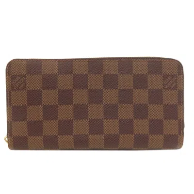 Pre-owned Louis Vuitton Damier Canvas Ebene Damier Canvas Long Wallet (bi-fold) () In Brown