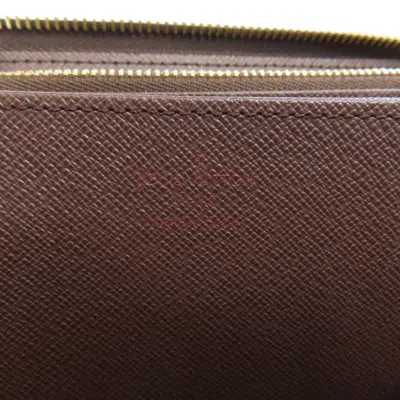Pre-owned Louis Vuitton Damier Canvas Ebene Damier Canvas Long Wallet (bi-fold) () In Brown