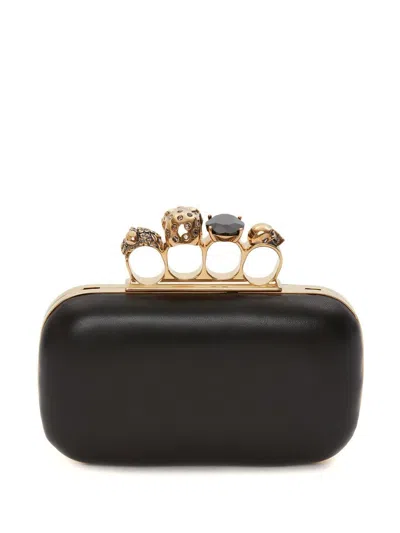 Alexander Mcqueen Structured Clutch With Chain Strap And Knuckle Rings