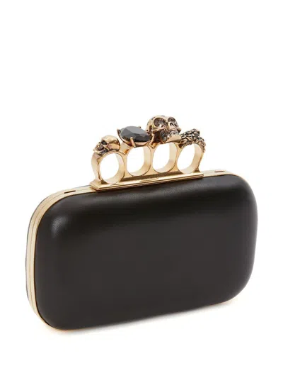 Alexander Mcqueen Structured Clutch With Chain Strap And Knuckle Rings