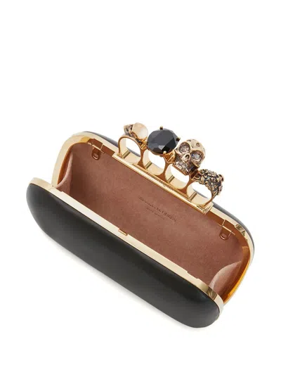 Alexander Mcqueen Structured Clutch With Chain Strap And Knuckle Rings