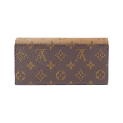 Pre-owned Louis Vuitton Marron Coated Canvas Long Wallet (bi-fold) () In Brown