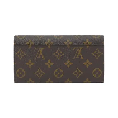 Pre-owned Louis Vuitton Marron Coated Canvas Long Wallet (bi-fold) () In Brown