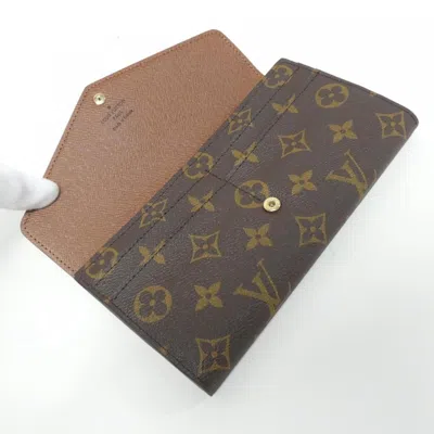 Pre-owned Louis Vuitton Marron Coated Canvas Long Wallet (bi-fold) () In Brown