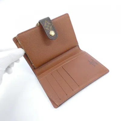 Pre-owned Louis Vuitton Marron Coated Canvas Wallet (bi-fold) () In Brown