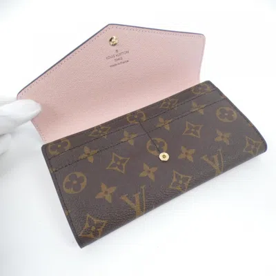 Pre-owned Louis Vuitton Marron Rose Ballerine Coated Canvas Long Wallet (bi-fold) ()
