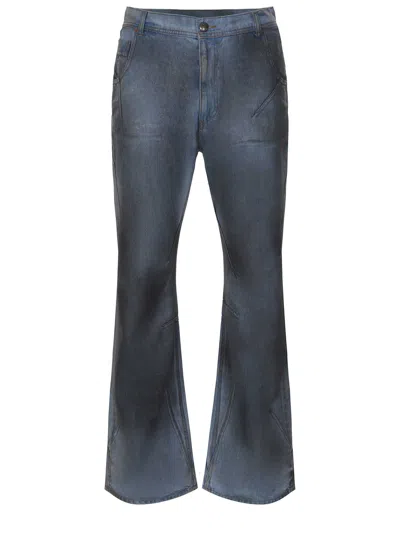 Andersson Bell Blue Dirty Spray Washed Wide Leg Jeans In Blue