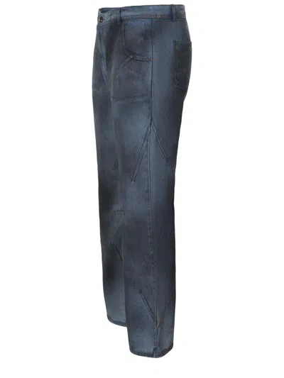 Andersson Bell Blue Dirty Spray Washed Wide Leg Jeans In Blue