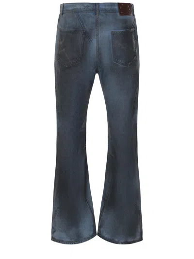 Andersson Bell Blue Dirty Spray Washed Wide Leg Jeans In Blue