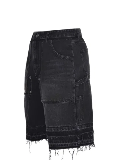 Andersson Bell Patchwork Denim Shorts In Black