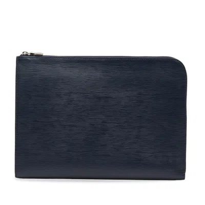 Pre-owned Louis Vuitton Navy Leather Clutch Bag Pochette ()