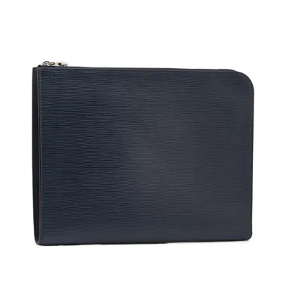 Pre-owned Louis Vuitton Navy Leather Clutch Bag Pochette ()