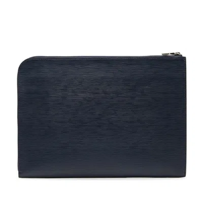 Pre-owned Louis Vuitton Navy Leather Clutch Bag Pochette ()