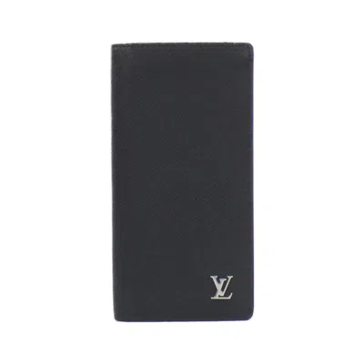 Pre-owned Louis Vuitton Taiga Black Leather Long Wallet (bi-fold) ()
