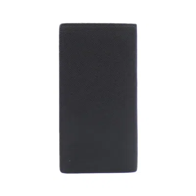 Pre-owned Louis Vuitton Taiga Black Leather Long Wallet (bi-fold) ()