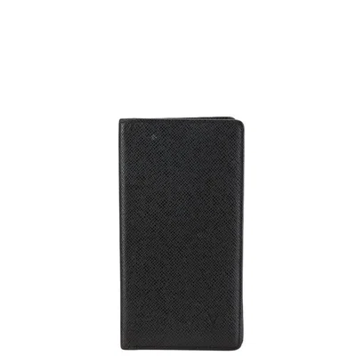 Pre-owned Louis Vuitton Taiga Black Leather Wallet (bi-fold) ()