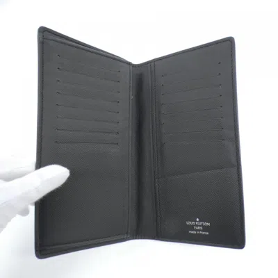 Pre-owned Louis Vuitton Taiga Black Leather Long Wallet (bi-fold) ()