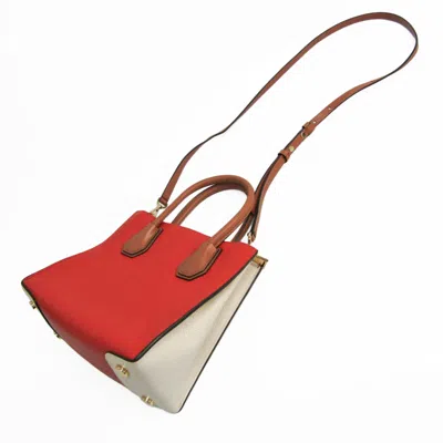 Pre-owned Michael Kors Brown Dark Orange Off-white Leather Handbag Shoulder Bag ()
