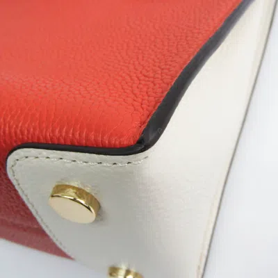Pre-owned Michael Kors Brown Dark Orange Off-white Leather Handbag Shoulder Bag ()