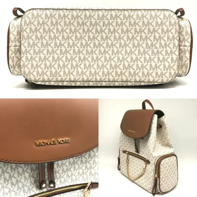 Pre-owned Michael Kors Brown Ivory Pvc Backpack ()