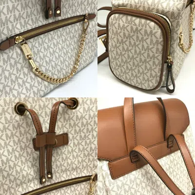 Pre-owned Michael Kors Brown Ivory Pvc Backpack ()