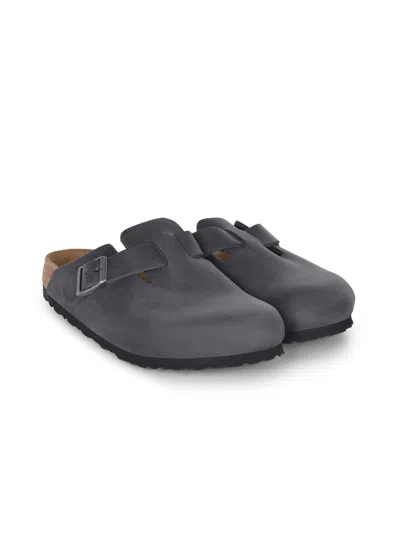 Birkenstock "boston" Slippers Made Of Nubuck. In Gray