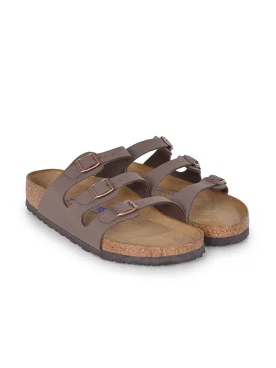 Birkenstock Slippers "florida" In Eco Leather Birko Flor In Brown
