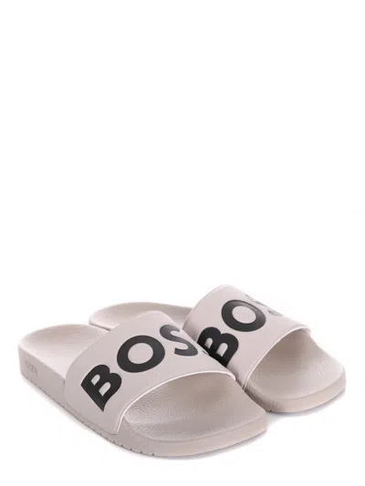 Hugo Boss Logo-debossed Moulded-footbed Slides In Purple