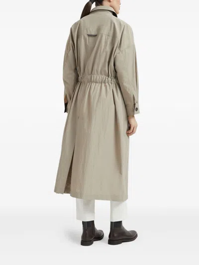 Brunello Cucinelli Trench Coat Belted Back Vent In Neutral
