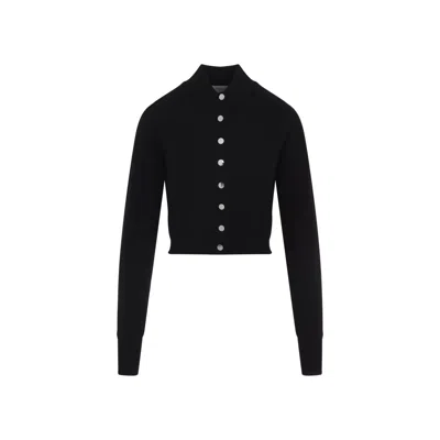 Sportmax Perseo Cropped Wool Cardigan Collar In Black