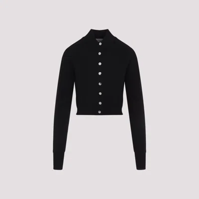 Sportmax Perseo Cropped Wool Cardigan Collar In Black