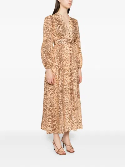 Zimmermann Cascadian Plunge Midi Dress Clothing