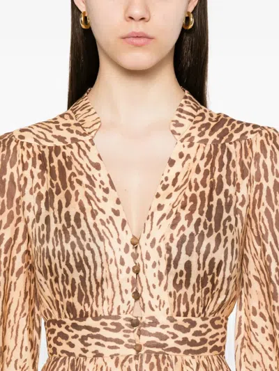 Zimmermann Cascadian Plunge Midi Dress Clothing