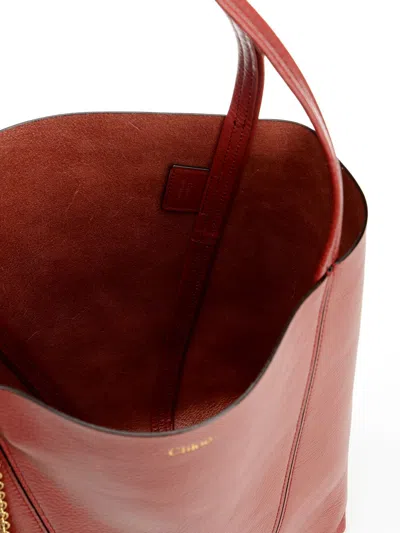 Chloé Spin Tote Bag In Grained Leather In Pink
