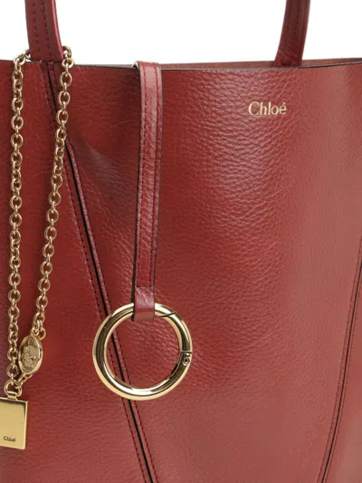Chloé Spin Tote Bag In Grained Leather In Pink