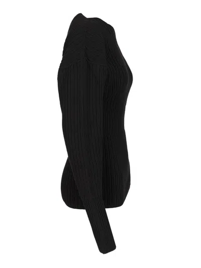 Rick Owens Dafne Fitted Waist Long Sleeve Wool Knit Knitwear Black In Black