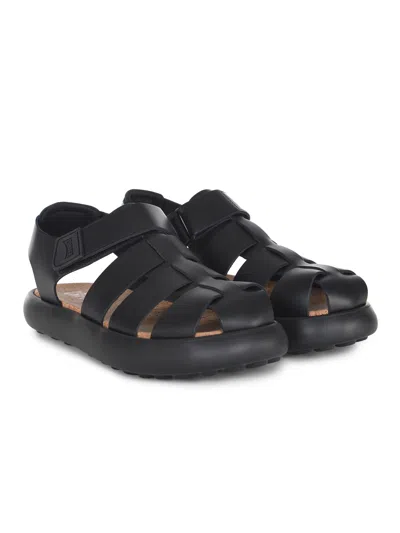 Camper Pelotas Flota Woven Leather Sandal In Black, Men's At Urban Outfitters In Black