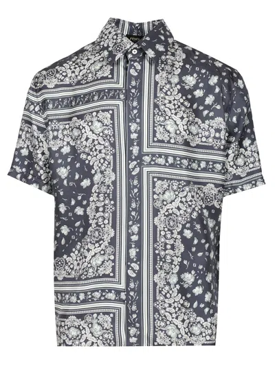 Fendi Bandana Shirt Floral Pattern In Gray
