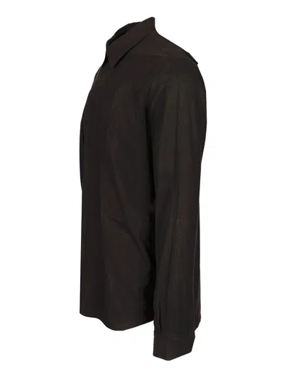Rick Owens Man Shirt Black Size 44 Virgin Wool In Black