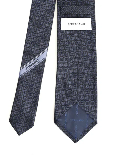 Ferragamo Gancini Jacquard Tie Ties And Bow Ties Blue