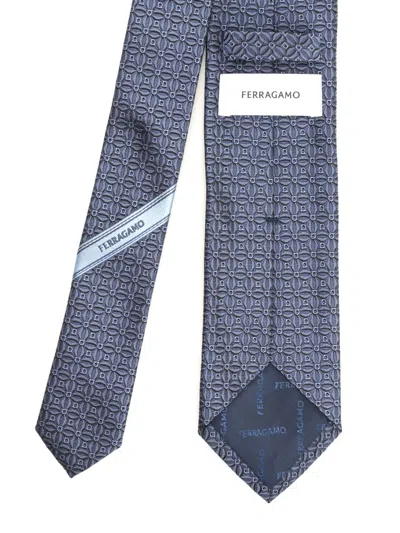 Ferragamo Gancini Jacquard Tie Ties And Bow Ties Blue