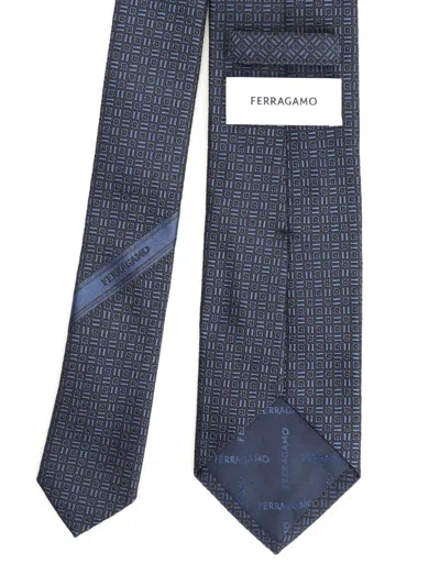 Ferragamo Gancini Graphic Jacquard Tie Ties And Bow Ties Blue