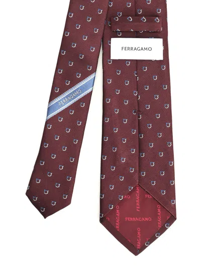 Ferragamo Gancini Bicolor Jacquard Tie Ties And Bow Ties Bordeaux In Brown