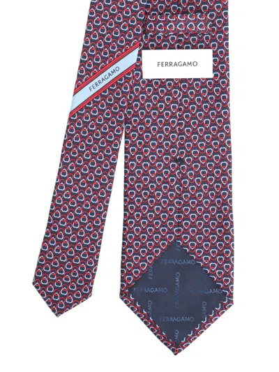 Ferragamo Heart Print Silk Tie Ties And Bow Ties Blue In Purple