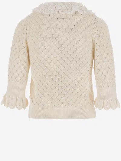 Chloé Pointelle Knit Sweaters And Cardigans White In Yellow
