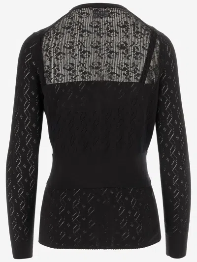 Chloé Transparent Design Cotton Sweater With Front Button Closure In Black